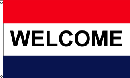 Welcome Red White Blue Flag